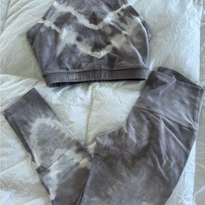Electric & Rose Gray and White Tie-Dye Active Set